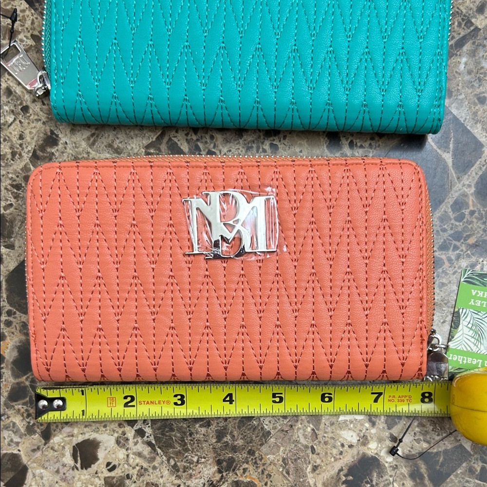 Badgley Mischka Braid Quilting Long Wallet -CORAL